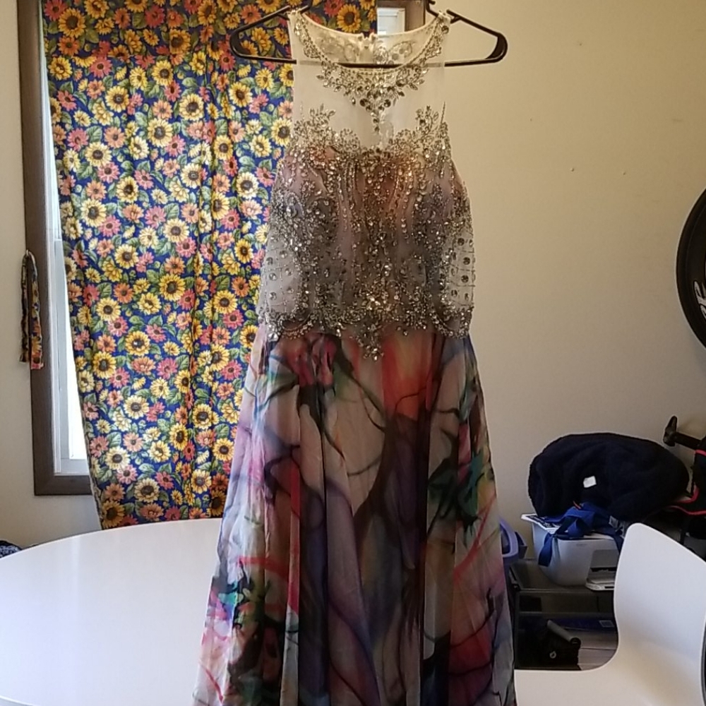 Sequin pastel rainbow prom dress